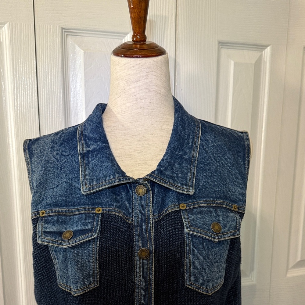 PBJ Blues Denim & Knit Best Women’s Size XL Blue Snap Front - Picture 2 of 9